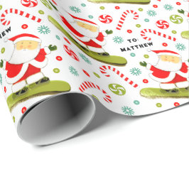 Snowboard kerstcadeau cadeaupapier