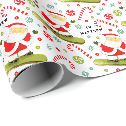 Snowboard kerstcadeau cadeaupapier (Rol Hoek)