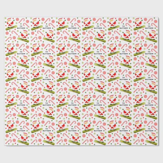 Snowboard kerstcadeau inpakpapier (Vlak)