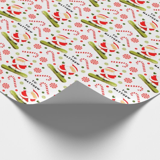 Snowboard kerstcadeau inpakpapier (Hoek)