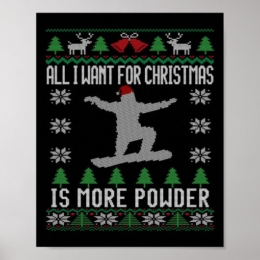 Snowboard Lelijke Kerstmis Snowboarden Gift Snowbo Poster (Voorkant)