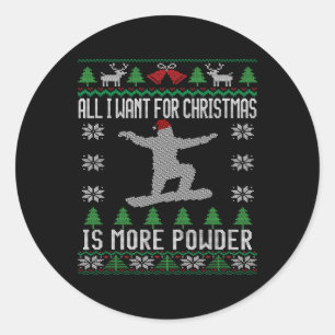 Snowboard Lelijke Kerstmis Snowboarden Gift Snowbo Ronde Sticker