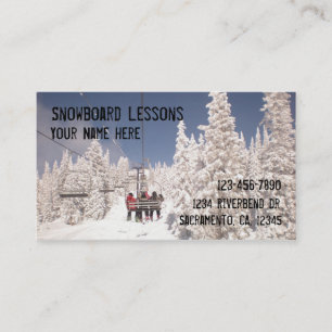 Snowboard Lessons Aanpasbare visitekaartjes