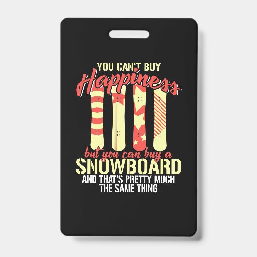 Snowboard maakt me gelukkig badge (Voorzijde)