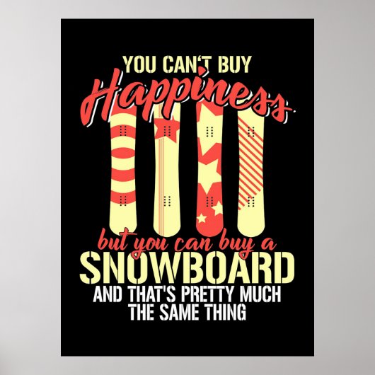 Snowboard maakt me gelukkig poster (Voorkant)
