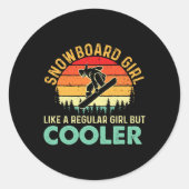 Snowboard meisje als een gewone meisje, maar koele ronde sticker (Voorkant)