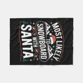Snowboard met Santa Funny Christmas Sneeuwsport L Fleece Deken (Voorkant (Horizontaal))