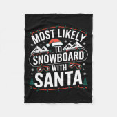 Snowboard met Santa Funny Christmas Sneeuwsport L Fleece Deken (Voorkant)