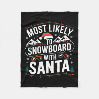 Snowboard met Santa Funny Christmas Sneeuwsport L Fleece Deken