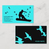 snowboard met vogels : aanpasbare kleur visitekaartje (Voorkant / Achterkant)