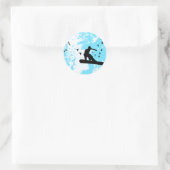snowboard met vogels. ronde sticker (Tas)
