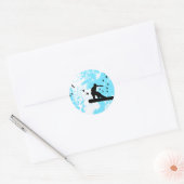 snowboard met vogels. ronde sticker (Envelop)