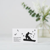 snowboard met vogels visitekaartje (Staand voorkant)