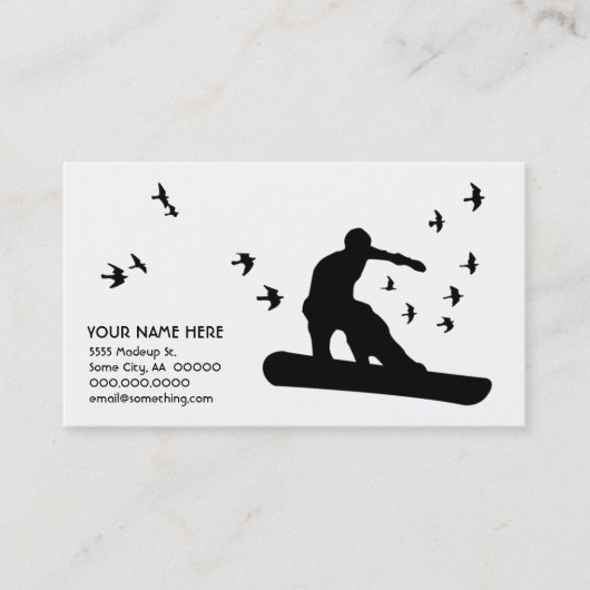 snowboard met vogels visitekaartje (Voorkant)