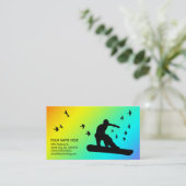 snowboard met vogels visitekaartje (Staand voorkant)