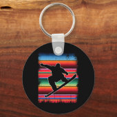 Snowboard Mexicaanse Serape Print Cinco de Mayo Sn Sleutelhanger (Voorkant)