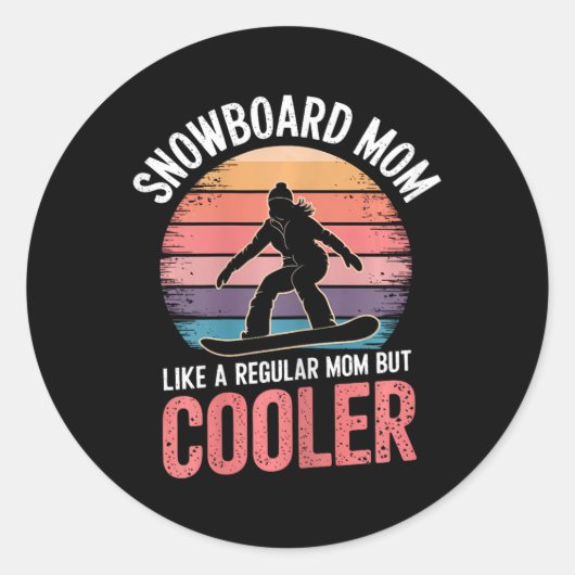 Snowboard Mom Cool Mother Snowboarder 1 Ronde Sticker (Voorkant)