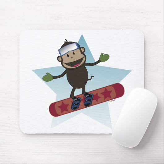 Snowboard Monkey mousepad Muismat (Met muis)