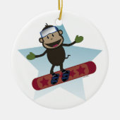 Snowboard Monkey-versiering Keramisch Ornament (Voorkant)