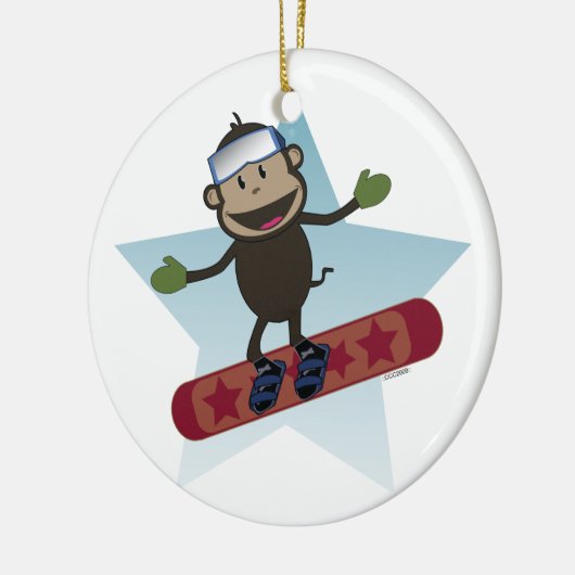 Snowboard Monkey-versiering Keramisch Ornament (Links)