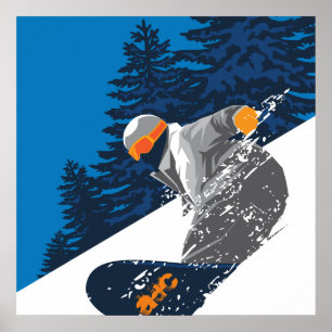 Snowboard, Mountain, extreme sport Poster