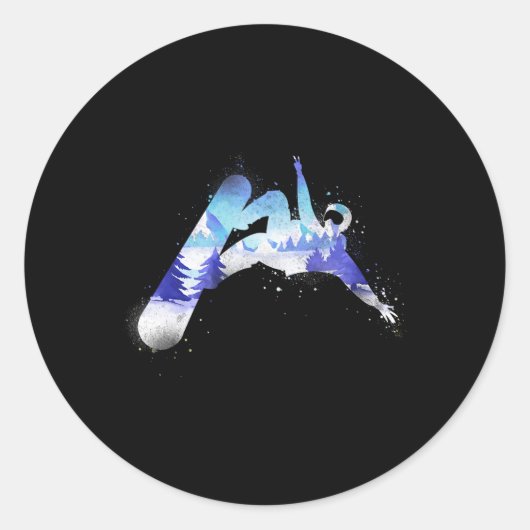 Snowboard  Mountain Ronde Sticker (Voorkant)