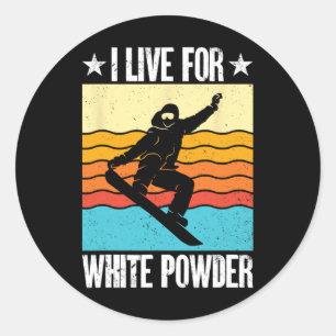 Snowboard outfit Ik leef voor witte pow Ronde Sticker
