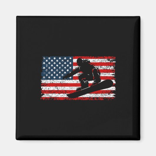 Snowboard Patriotic American Magneet (Voorkant)