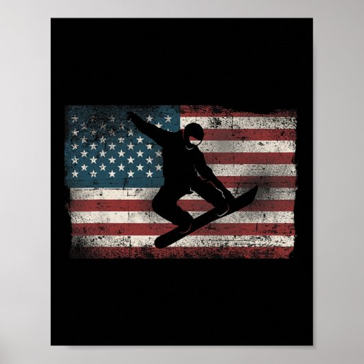 Snowboard Patriotic  American Poster (Voorkant)