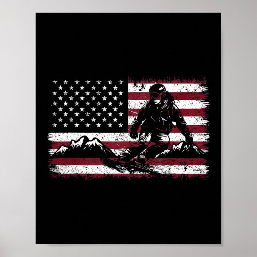 Snowboard Patriotic  American Poster (Voorkant)