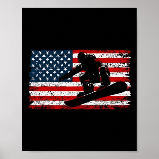Snowboard Patriotic  American Poster (Voorkant)