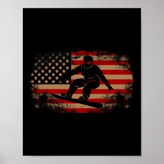 Snowboard Patriotic  American Poster (Voorkant)