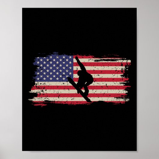 Snowboard Patriotic  American Poster (Voorkant)