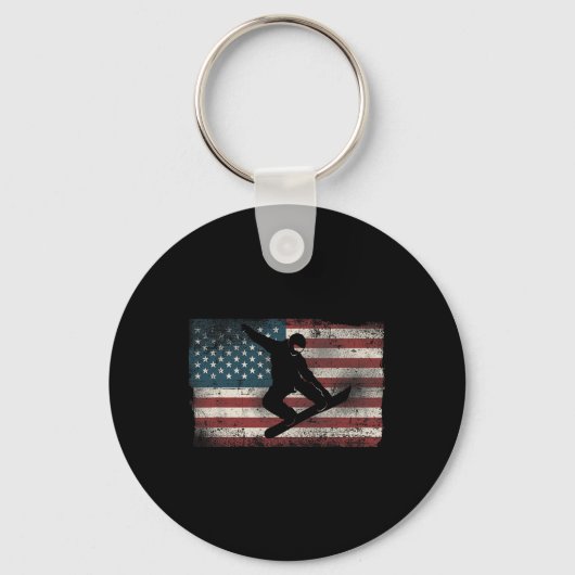 Snowboard Patriotic  American Sleutelhanger (Voorkant)