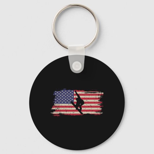 Snowboard Patriotic  American Sleutelhanger (Voorkant)