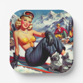 snowboard pin-up papieren bordje (Voorkant)