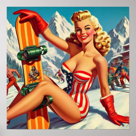  Snowboard Pin Up Poster (Voorkant)