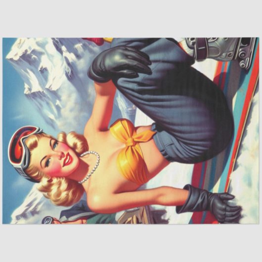  snowboard pin-up tissuepapier (Voorkant)