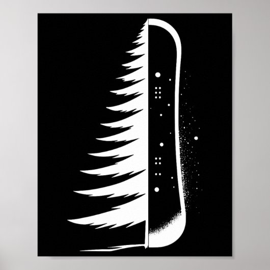 Snowboard Pine Tree Snowboarder Poster (Voorkant)
