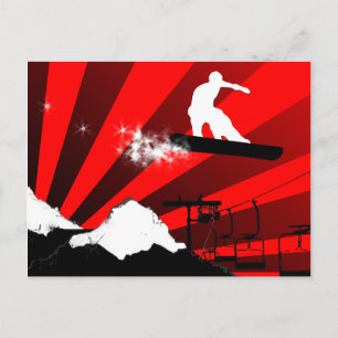 snowboard. poederspoor. briefkaart