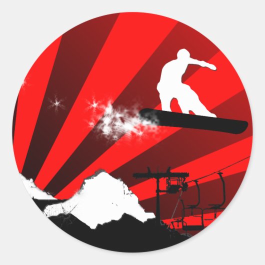 snowboard : poederspoor ronde sticker (Voorkant)