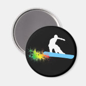 snowboard, regenboog. magneet (Voorkant / Achterkant)