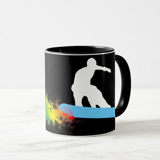 snowboard. regenboog. mok (Voorkant rechts)