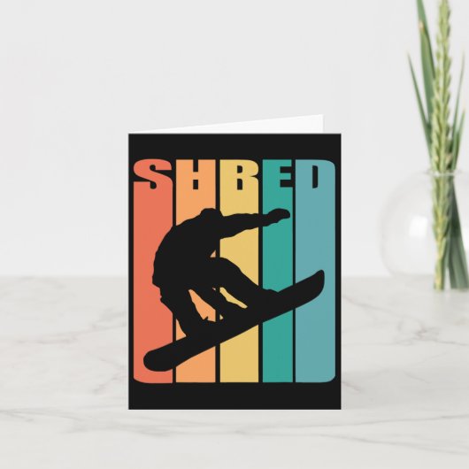 Snowboard Retro 70s Afbeelding Silhouet Fun Gift S Kaart (Voorkant)