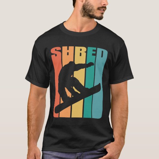 Snowboard Retro 70s Afbeelding Silhouet Fun Gift S T-shirt (Voorkant)