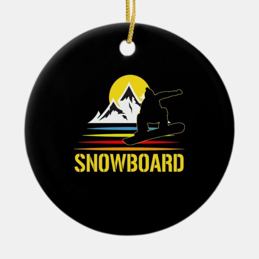 Snowboard Retro Keramisch Ornament (Voorkant)