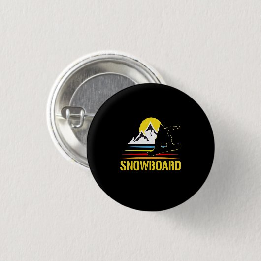 Snowboard Retro  Ronde Button 3,2 Cm (Voorkant /achterkant)