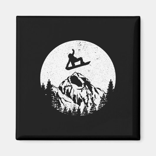 Snowboard Retro Snowboarding Gift Magneet (Voorkant)
