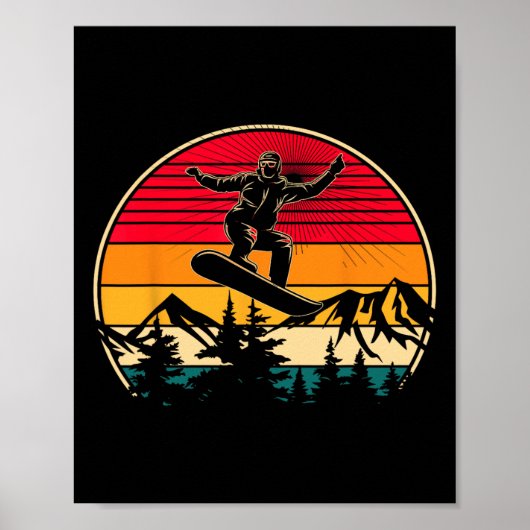Snowboard Retro Sunset Style Snowboarding Winter S Poster (Voorkant)