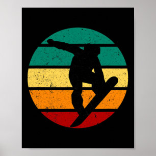 Snowboard Retro Sunset Winter Sports Alpine Skier Poster